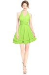 ColsBM Amaris Bright Green Luxury Fit-n-Flare V-neck Knee Length Ruching Bridesmaid Dresses