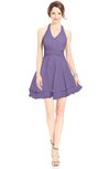ColsBM Amaris Chalk Violet Luxury Fit-n-Flare V-neck Knee Length Ruching Bridesmaid Dresses