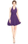 ColsBM Amaris Dark Purple Luxury Fit-n-Flare V-neck Knee Length Ruching Bridesmaid Dresses