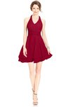 ColsBM Amaris Dark Red Luxury Fit-n-Flare V-neck Knee Length Ruching Bridesmaid Dresses