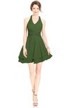 ColsBM Amaris Garden Green Luxury Fit-n-Flare V-neck Knee Length Ruching Bridesmaid Dresses
