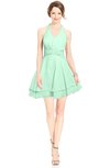 ColsBM Amaris Honeydew Luxury Fit-n-Flare V-neck Knee Length Ruching Bridesmaid Dresses