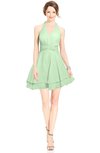 ColsBM Amaris Light Green Luxury Fit-n-Flare V-neck Knee Length Ruching Bridesmaid Dresses
