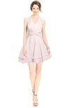 ColsBM Amaris Light Pink Luxury Fit-n-Flare V-neck Knee Length Ruching Bridesmaid Dresses