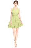 ColsBM Amaris Lime Green Luxury Fit-n-Flare V-neck Knee Length Ruching Bridesmaid Dresses