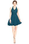 ColsBM Amaris Moroccan Blue Luxury Fit-n-Flare V-neck Knee Length Ruching Bridesmaid Dresses