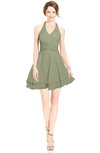ColsBM Amaris Moss Green Luxury Fit-n-Flare V-neck Knee Length Ruching Bridesmaid Dresses