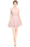 ColsBM Amaris Pastel Pink Luxury Fit-n-Flare V-neck Knee Length Ruching Bridesmaid Dresses