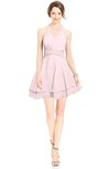 ColsBM Amaris Petal Pink Luxury Fit-n-Flare V-neck Knee Length Ruching Bridesmaid Dresses