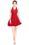 ColsBM Amaris Red Luxury Fit-n-Flare V-neck Knee Length Ruching Bridesmaid Dresses