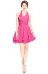 ColsBM Amaris Rose Pink Luxury Fit-n-Flare V-neck Knee Length Ruching Bridesmaid Dresses