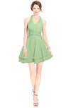 ColsBM Amaris Sage Green Luxury Fit-n-Flare V-neck Knee Length Ruching Bridesmaid Dresses