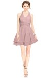 ColsBM Amaris Silver Pink Luxury Fit-n-Flare V-neck Knee Length Ruching Bridesmaid Dresses
