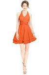 ColsBM Amaris Tangerine Luxury Fit-n-Flare V-neck Knee Length Ruching Bridesmaid Dresses