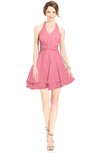 ColsBM Amaris Watermelon Luxury Fit-n-Flare V-neck Knee Length Ruching Bridesmaid Dresses