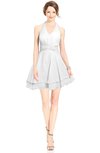 ColsBM Amaris White Luxury Fit-n-Flare V-neck Knee Length Ruching Bridesmaid Dresses