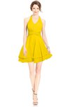 ColsBM Amaris Yellow Luxury Fit-n-Flare V-neck Knee Length Ruching Bridesmaid Dresses