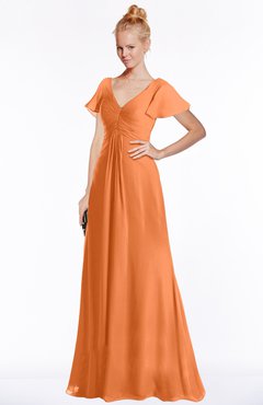 ColsBM Ellen Mango Modern A-line V-neck Short Sleeve Zip up Floor Length Bridesmaid Dresses