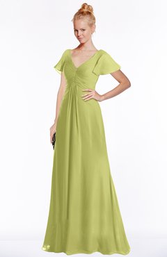 ColsBM Ellen Pistachio Modern A-line V-neck Short Sleeve Zip up Floor Length Bridesmaid Dresses