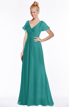 ColsBM Ellen Porcelain Modern A-line V-neck Short Sleeve Zip up Floor Length Bridesmaid Dresses