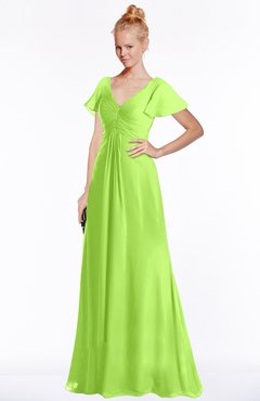 ColsBM Ellen Sharp Green Modern A-line V-neck Short Sleeve Zip up Floor Length Bridesmaid Dresses