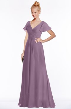 ColsBM Ellen Valerian Modern A-line V-neck Short Sleeve Zip up Floor Length Bridesmaid Dresses