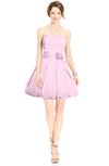 ColsBM Jordynn Baby Pink Glamorous Fit-n-Flare Zip up Knee Length Ruching Bridesmaid Dresses