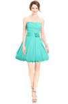 ColsBM Jordynn Blue Turquoise Glamorous Fit-n-Flare Zip up Knee Length Ruching Bridesmaid Dresses