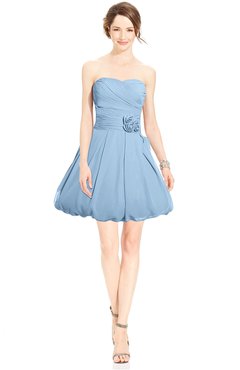 ColsBM Jordynn Dusty Blue Glamorous Fit-n-Flare Zip up Knee Length Ruching Bridesmaid Dresses