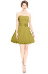 ColsBM Jordynn Golden Olive Glamorous Fit-n-Flare Zip up Knee Length Ruching Bridesmaid Dresses
