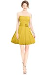 ColsBM Jordynn Lemon Curry Glamorous Fit-n-Flare Zip up Knee Length Ruching Bridesmaid Dresses