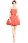ColsBM Jordynn Living Coral Glamorous Fit-n-Flare Zip up Knee Length Ruching Bridesmaid Dresses