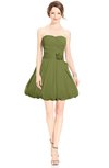 ColsBM Jordynn Olive Green Glamorous Fit-n-Flare Zip up Knee Length Ruching Bridesmaid Dresses