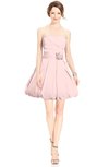 ColsBM Jordynn Pastel Pink Glamorous Fit-n-Flare Zip up Knee Length Ruching Bridesmaid Dresses