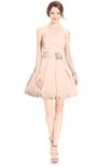 ColsBM Jordynn Peach Puree Glamorous Fit-n-Flare Zip up Knee Length Ruching Bridesmaid Dresses