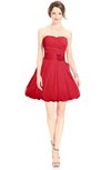 ColsBM Jordynn Red Glamorous Fit-n-Flare Zip up Knee Length Ruching Bridesmaid Dresses