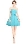 ColsBM Jordynn Turquoise Glamorous Fit-n-Flare Zip up Knee Length Ruching Bridesmaid Dresses