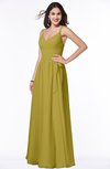 ColsBM Sariah Golden Olive Elegant Fit-n-Flare Zip up Chiffon Floor Length Bridesmaid Dresses