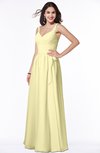 ColsBM Sariah Soft Yellow Elegant Fit-n-Flare Zip up Chiffon Floor Length Bridesmaid Dresses