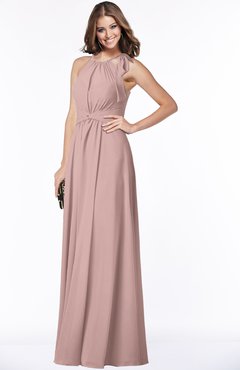 ColsBM Alison Blush Pink Glamorous A-line Zip up Chiffon Floor Length Pleated Bridesmaid Dresses