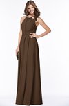 ColsBM Alison Chocolate Brown Glamorous A-line Zip up Chiffon Floor Length Pleated Bridesmaid Dresses