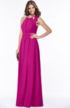 ColsBM Alison Hot Pink Glamorous A-line Zip up Chiffon Floor Length Pleated Bridesmaid Dresses