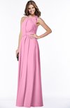 ColsBM Alison Pink Glamorous A-line Zip up Chiffon Floor Length Pleated Bridesmaid Dresses