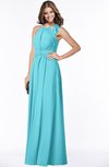 ColsBM Alison Turquoise Glamorous A-line Zip up Chiffon Floor Length Pleated Bridesmaid Dresses
