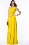 ColsBM Alison Yellow Glamorous A-line Zip up Chiffon Floor Length Pleated Bridesmaid Dresses