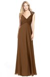 ColsBM Kara Brown Modest Fit-n-Flare V-neck Sleeveless Chiffon Floor Length Bridesmaid Dresses
