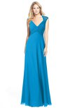 ColsBM Kara Cornflower Blue Modest Fit-n-Flare V-neck Sleeveless Chiffon Floor Length Bridesmaid Dresses