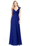 ColsBM Kara Electric Blue Modest Fit-n-Flare V-neck Sleeveless Chiffon Floor Length Bridesmaid Dresses