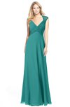 ColsBM Kara Emerald Green Modest Fit-n-Flare V-neck Sleeveless Chiffon Floor Length Bridesmaid Dresses
