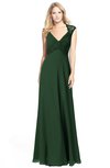 ColsBM Kara Hunter Green Modest Fit-n-Flare V-neck Sleeveless Chiffon Floor Length Bridesmaid Dresses